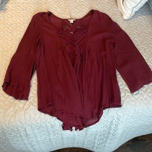 Cute Cato Maroon Loose-Fitted Patterned Shirt